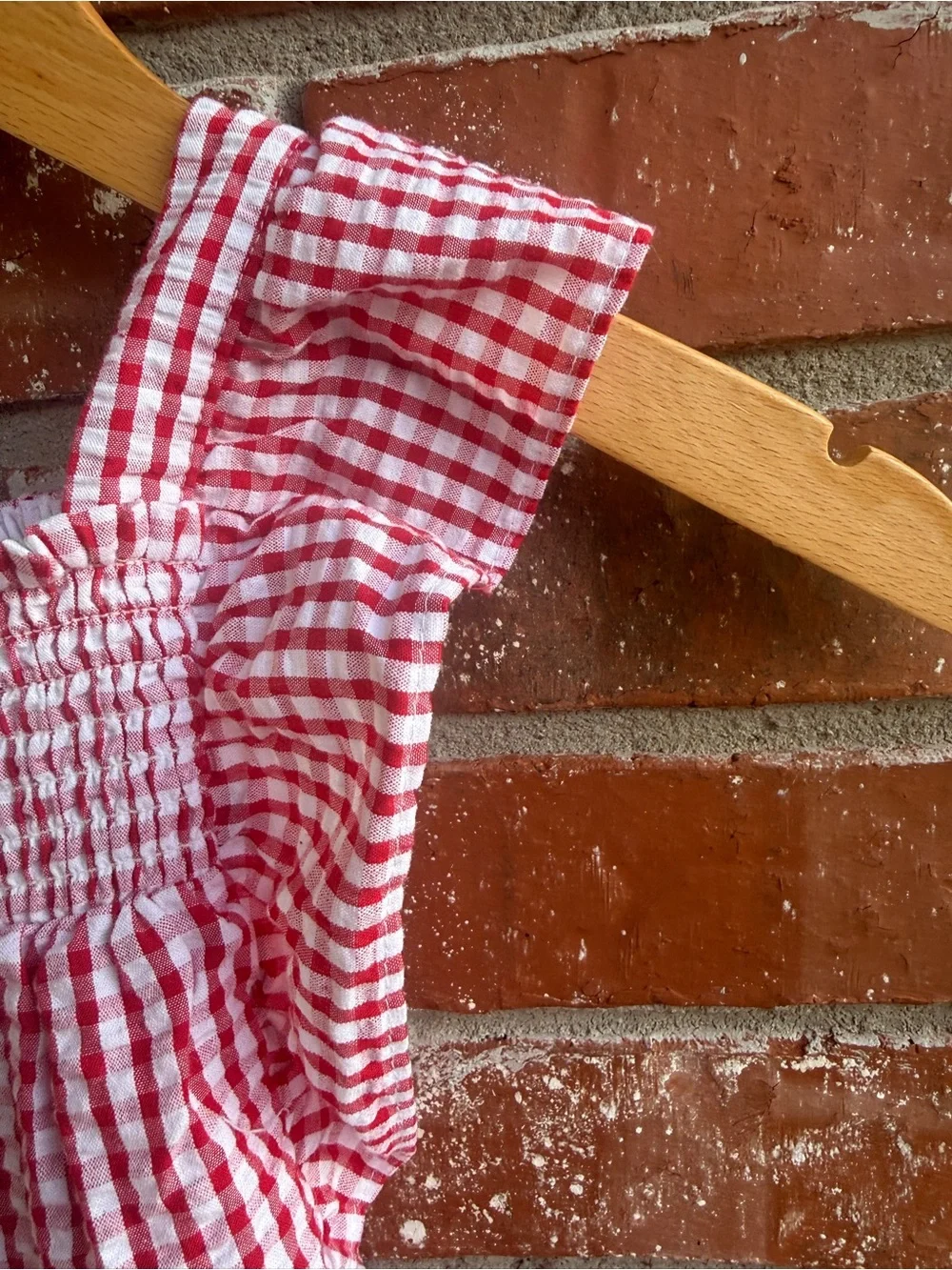 Rare Editions Red Gingham Strawberry Dress with Polka Dot Bow
